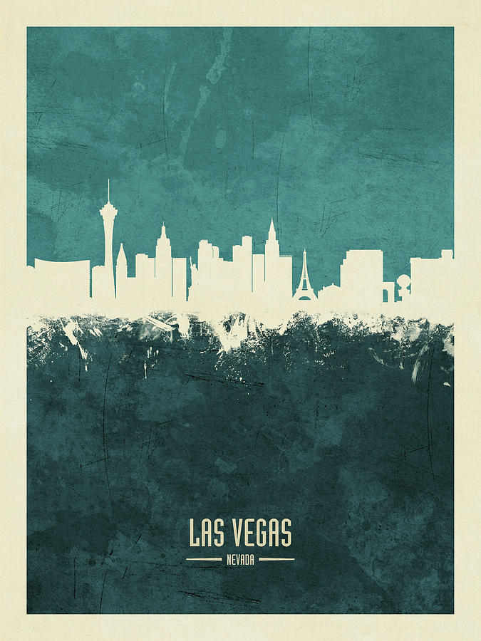 Las Vegas Digital Art - Las Vegas Nevada Skyline #13 by Michael Tompsett