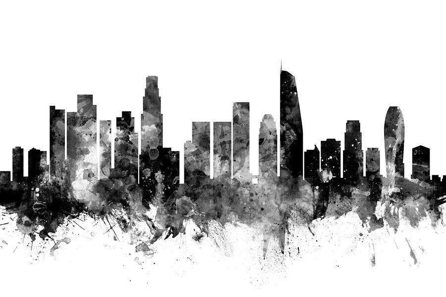 Los Angeles California Skyline #13 Digital Art by Michael Tompsett