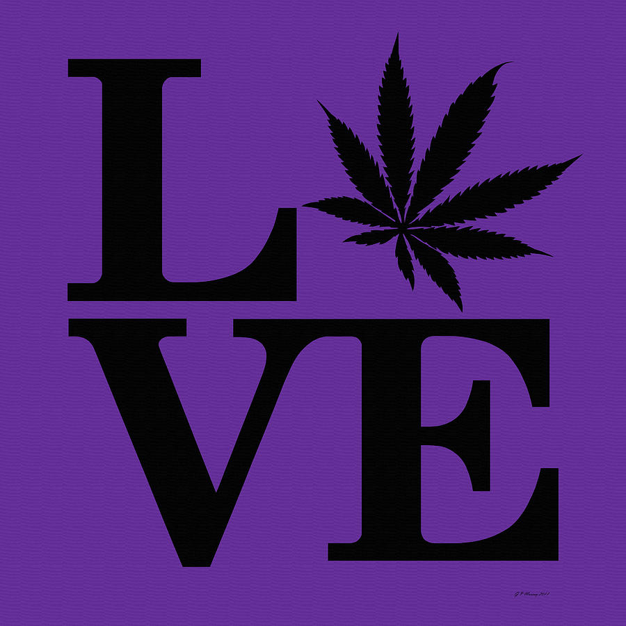 Marijuana Leaf Love Sign #13 Digital Art by Gregory Murray