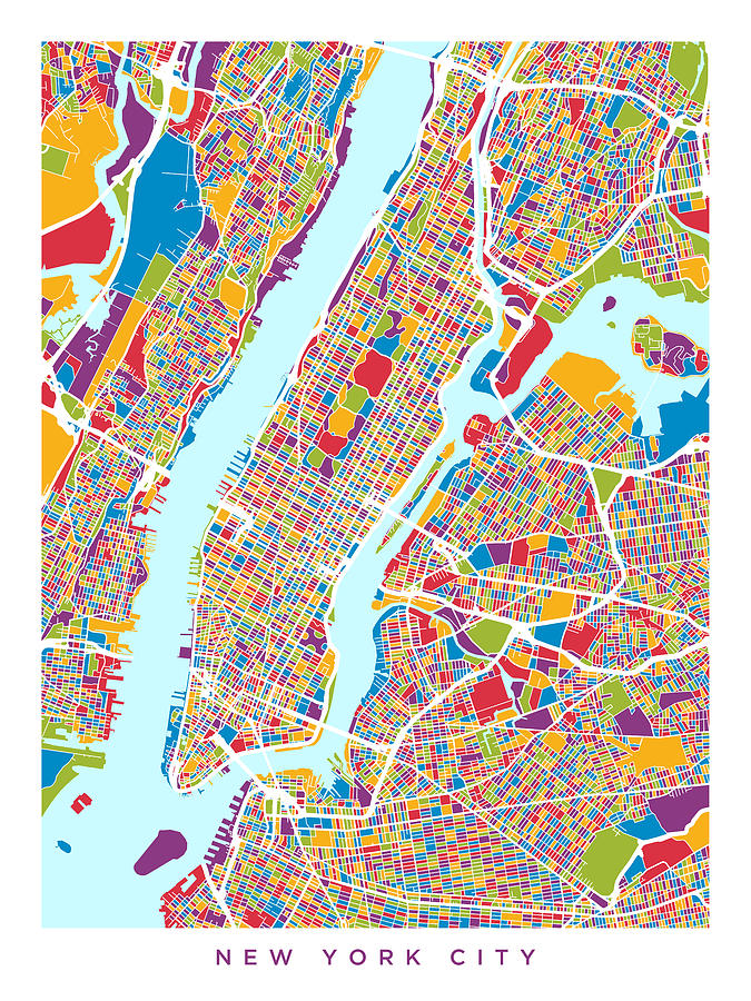 New York Map Digital Art - New York City Street Map #13 by Michael Tompsett