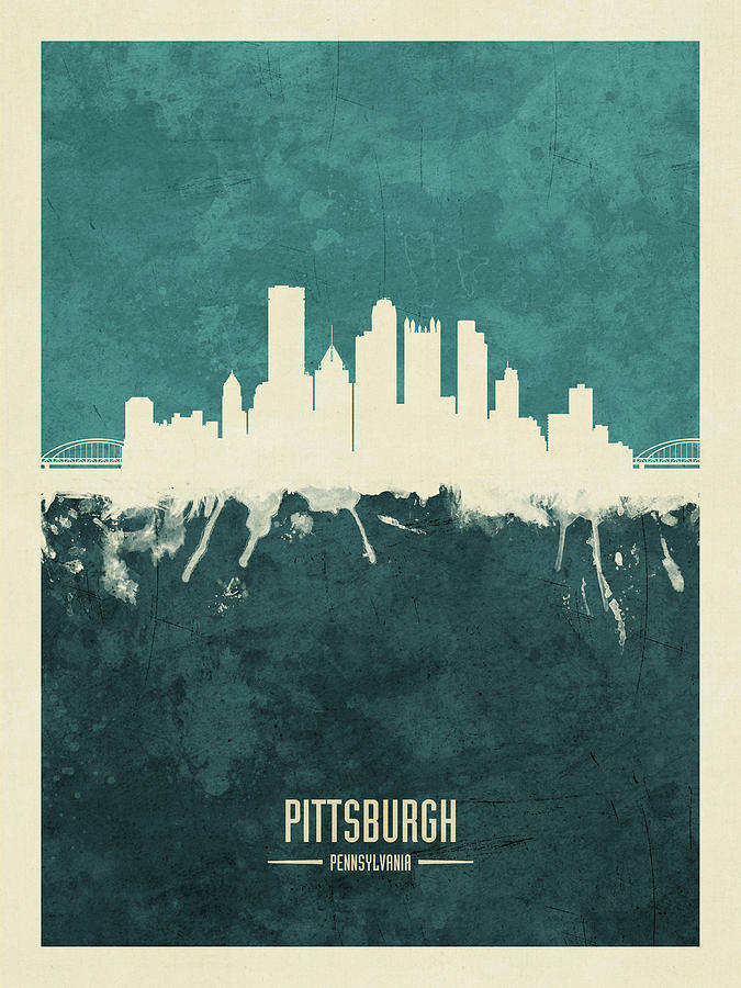 Pittsburgh Digital Art - Pittsburgh Pennsylvania Skyline #13 by Michael Tompsett