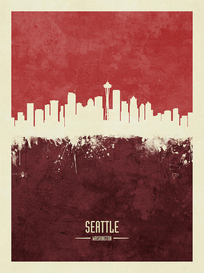 Seattle Washington Skyline #13 Digital Art by Michael Tompsett