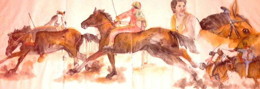 Siena and their Palio album #13 Painting by Debbi Saccomanno Chan
