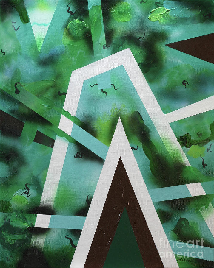 130 - Green Triangle Painting by James D Waller