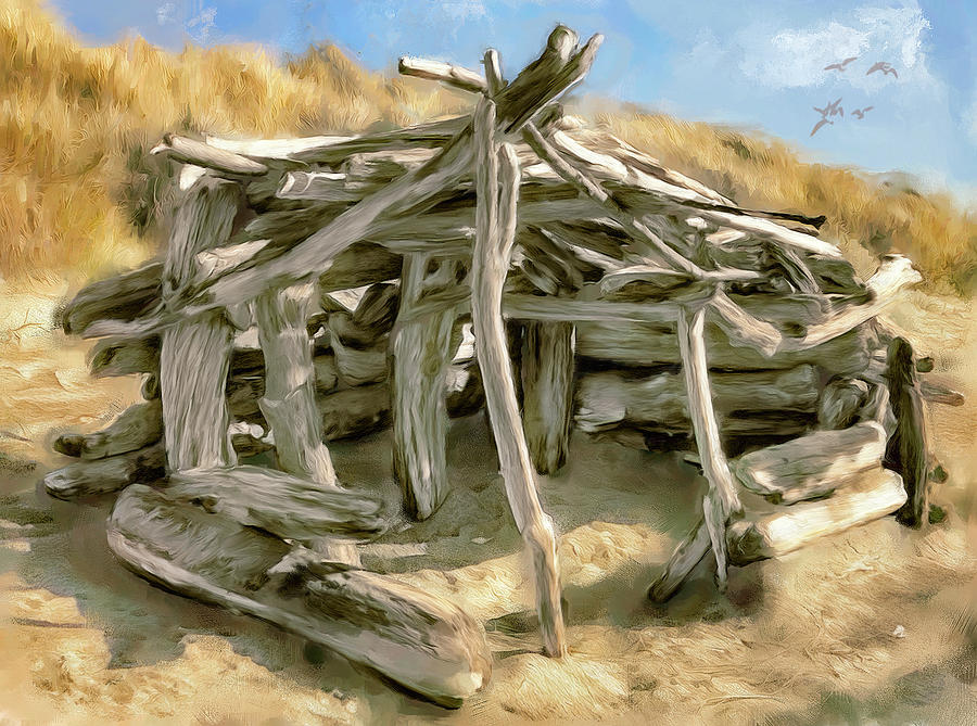 Driftwood Shelter Digital Art by Bill Johnson