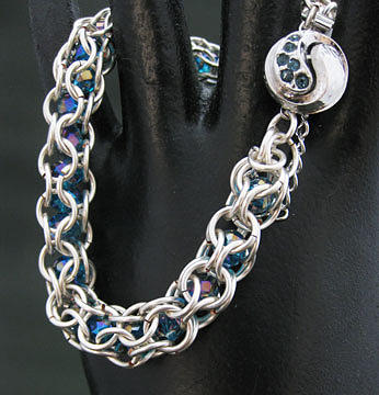 1314 Ying/Yang  Silver Teal Jewelry by Dianne Brooks