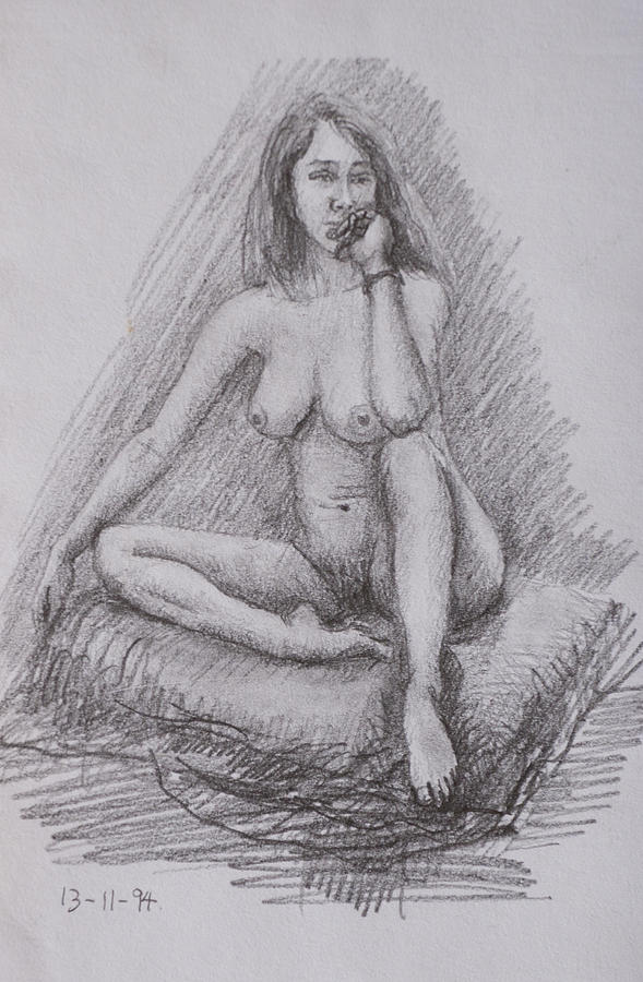 Nude study #132 Drawing by Masami Iida