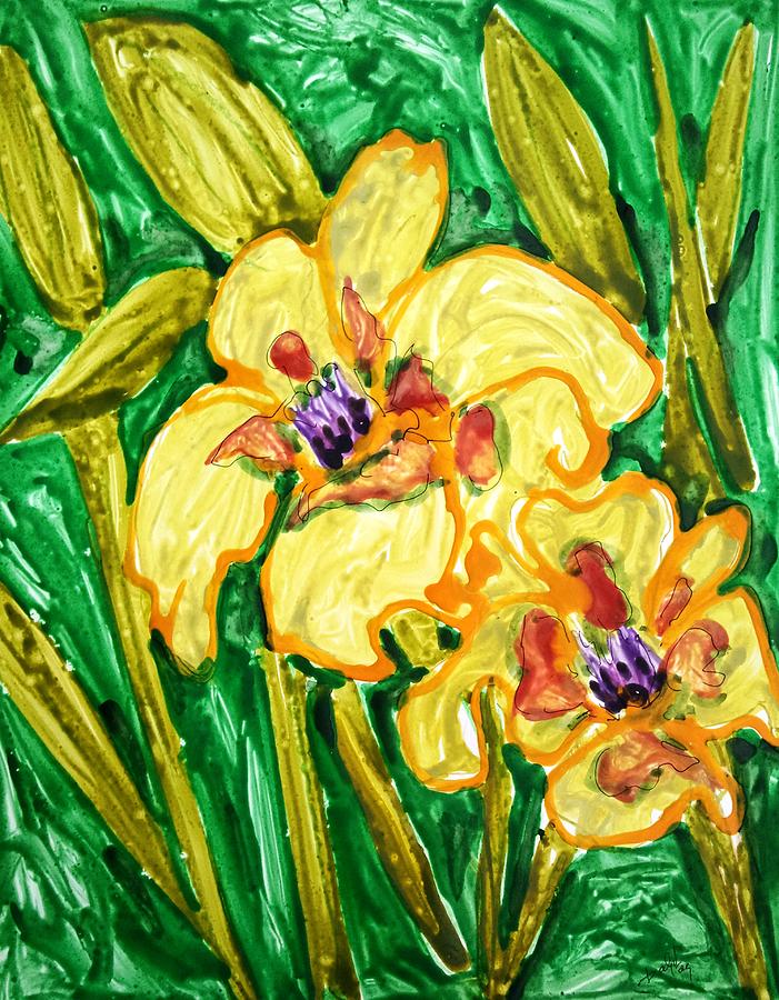 Abstract Painting - Divine Flowers #1359 by Baljit Chadha