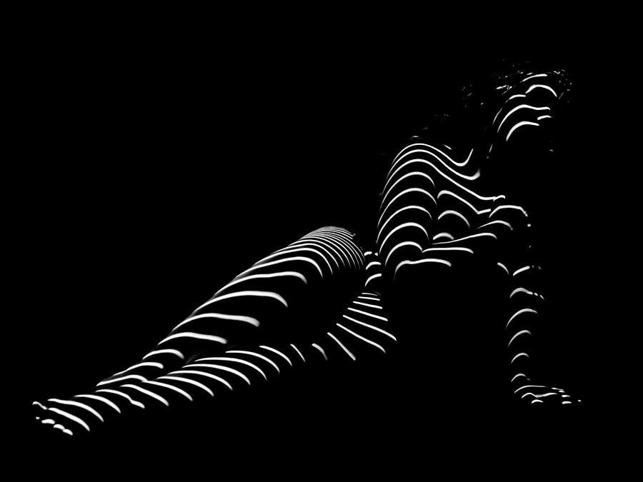 1370-TND Zebra Woman Striped Woman Black and White Abstract Photo by Chris Maher Photograph by Chris Maher
