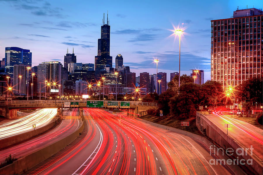 Chicago Photograph - 1372 Light Trails by Steve Sturgill