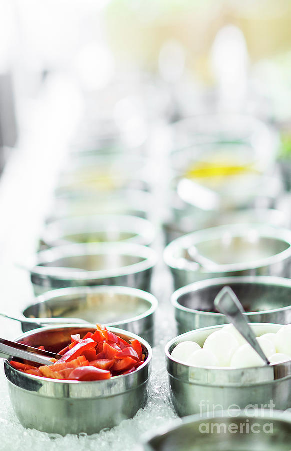 Bowls Of Mixed Fresh Organic Vegetables In Salad Bar Display #14 Photograph by JM Travel Photography