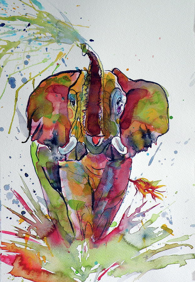 Colorful elephant #15 Painting by Kovacs Anna Brigitta