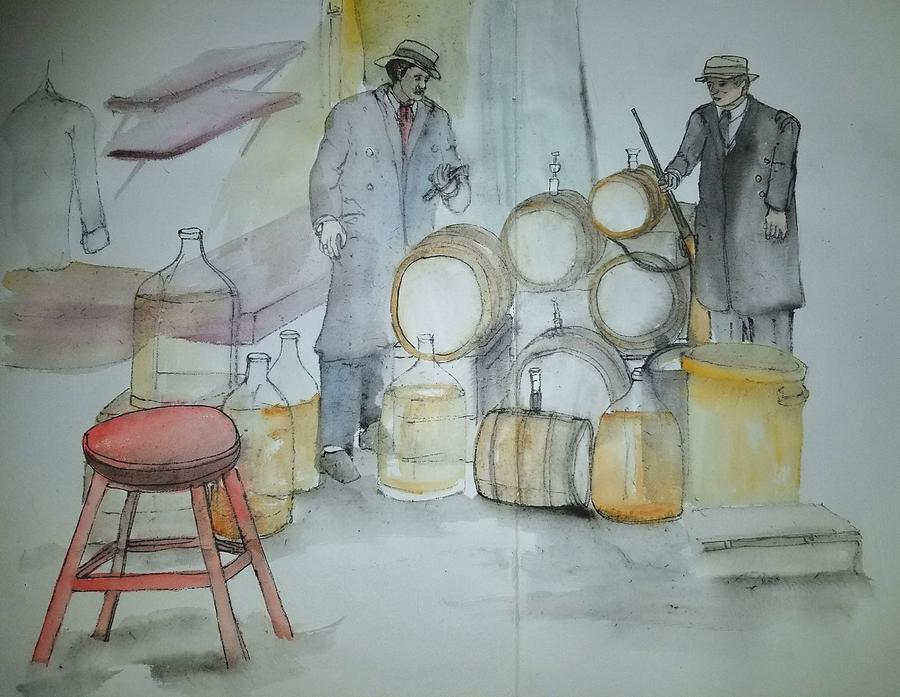 Italians  Ellis island  prohibition album #14 Painting by Debbi Saccomanno Chan