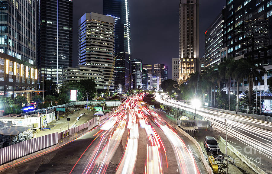 Jakarta night rush #14 Photograph by Didier Marti