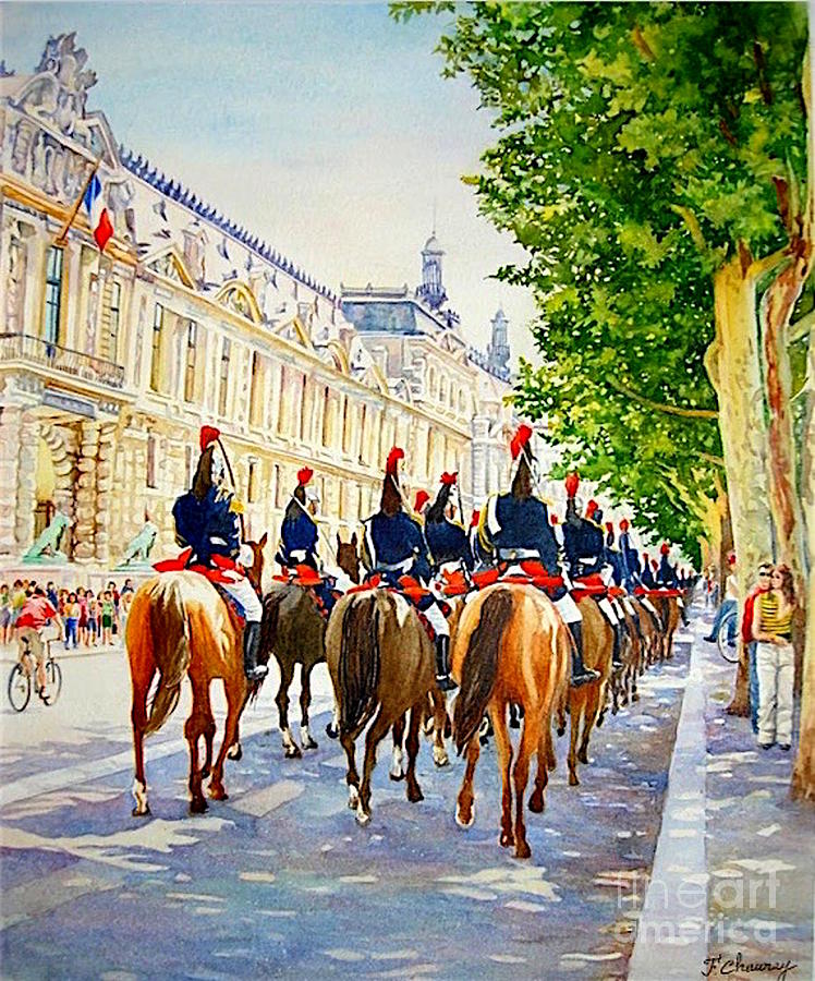14 Juillet - Garde Nationale - Paris - France Painting by Francoise Chauray