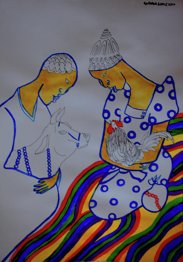 Kintu and Nambi A Ugandan Folktale #14 Painting by Gloria Ssali