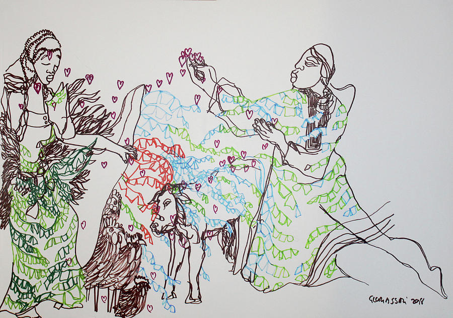 Kintu and Nambi The Serenade #14 Painting by Gloria Ssali