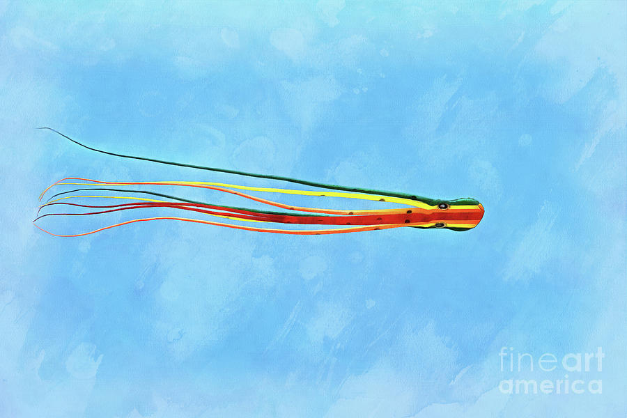 Kite flying during Kite festival #14 Painting by George Atsametakis