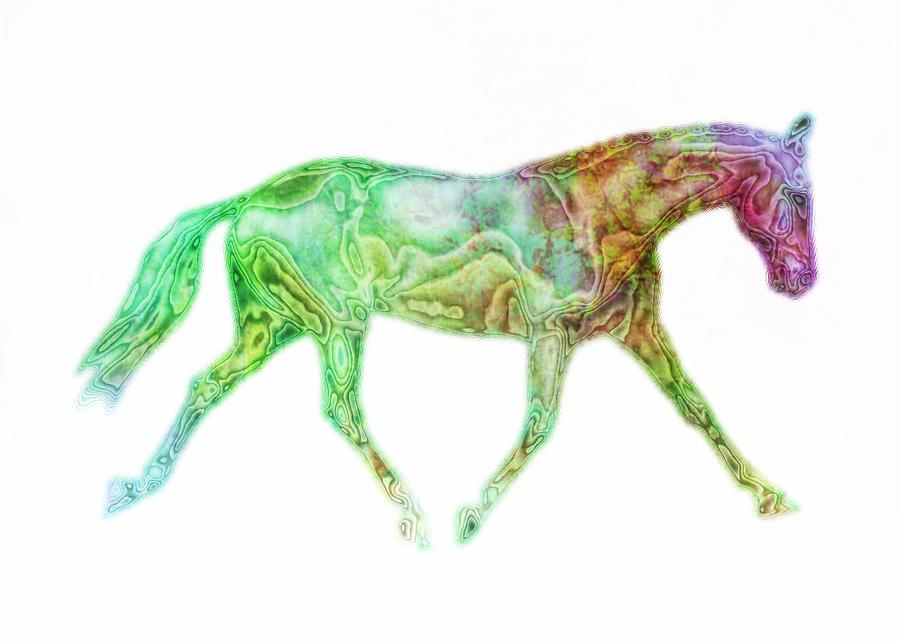 Horse Photograph - Lengthen Trot Watercolor by JAMART Photography