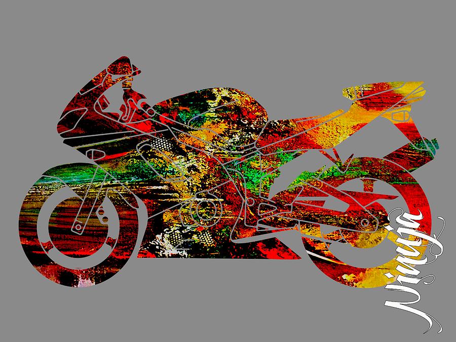 Ninja Motorcycle #14 Mixed Media by Marvin Blaine
