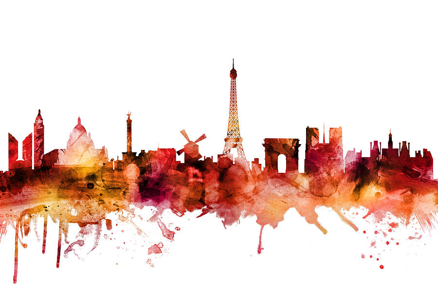 Paris Digital Art - Paris France Skyline #14 by Michael Tompsett