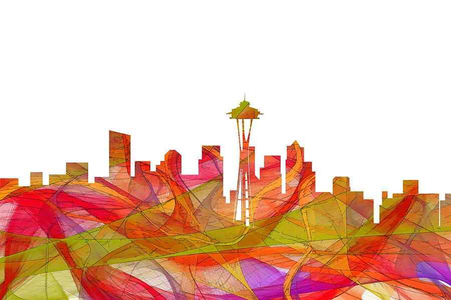 Seattle Washington Skyline #14 Digital Art by Marlene Watson