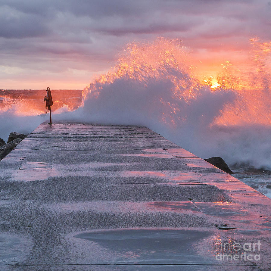 Lake Michigan Photograph - Stormy Day on the Frankfort Pier #14 by Twenty Two North Photography