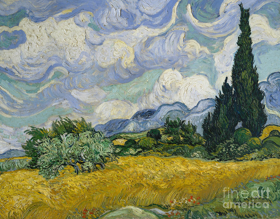 Vincent Van Gogh Painting - Wheat Field with Cypresses by Vincent Van Gogh