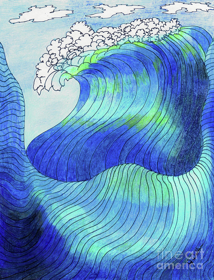 141 - Waves Drawing by James D Waller