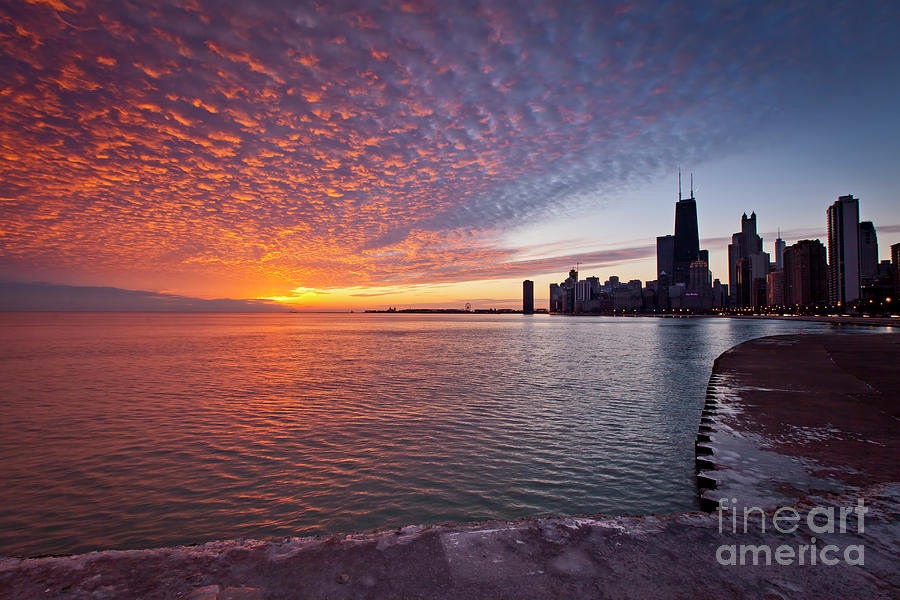 1413 Fiery Skies Over Chicago Photograph by Steve Sturgill
