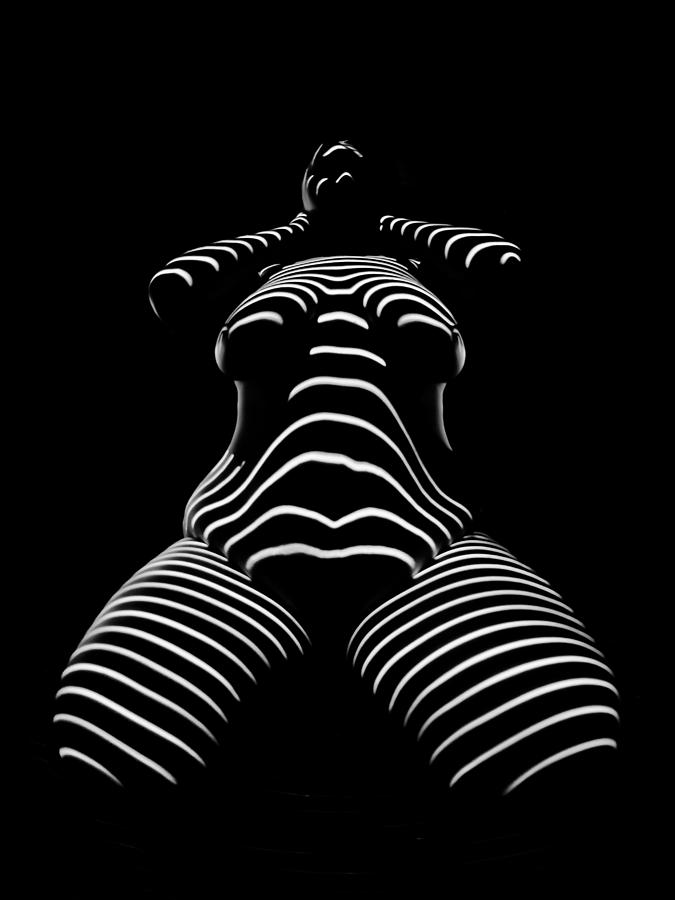 1422-TND Zebra Woman Big Girl Striped Woman Black And White Abstract Photo By Chris Maher Photograph by Chris Maher