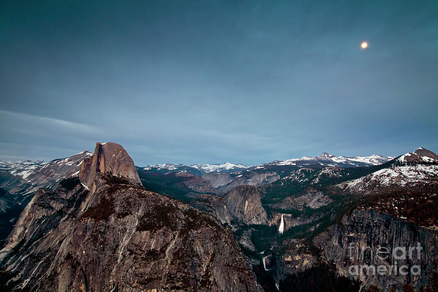 1424 Moon Over Half Dome Photograph by Steve Sturgill