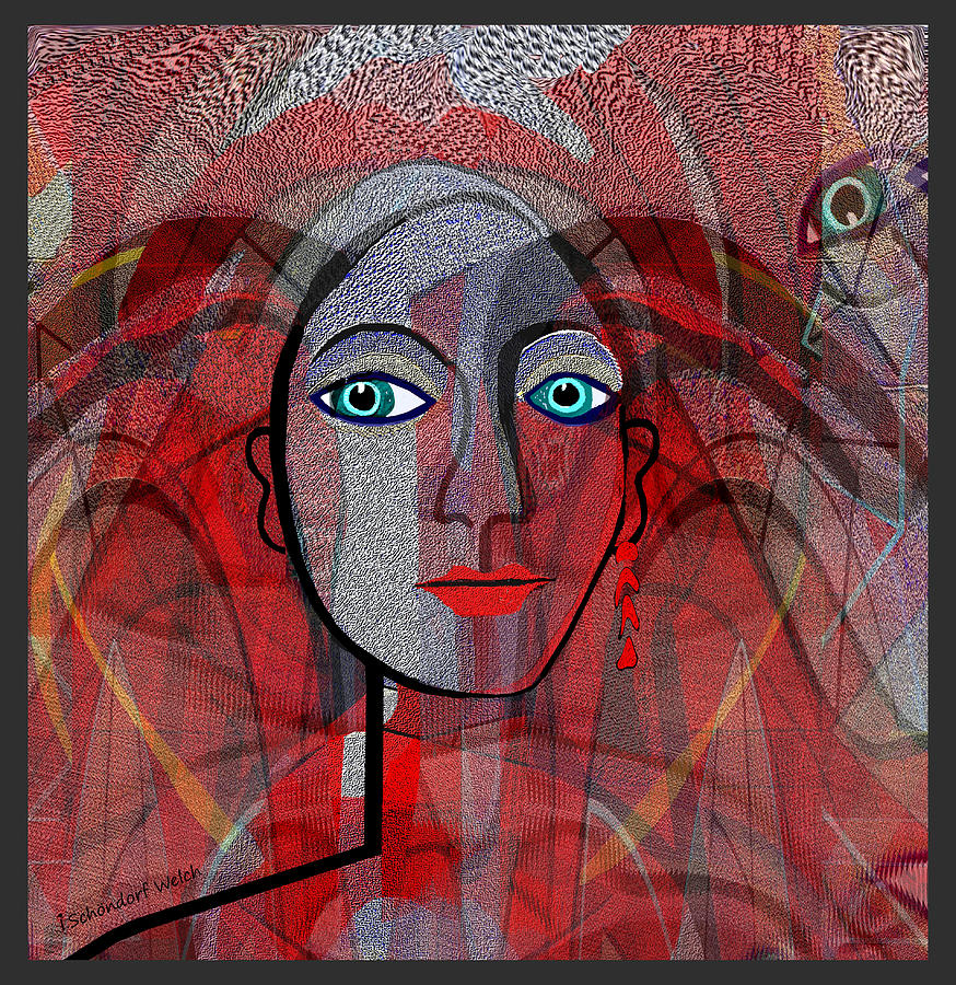 1459 Cubic Lady Face Digital Art by Irmgard Schoendorf Welch