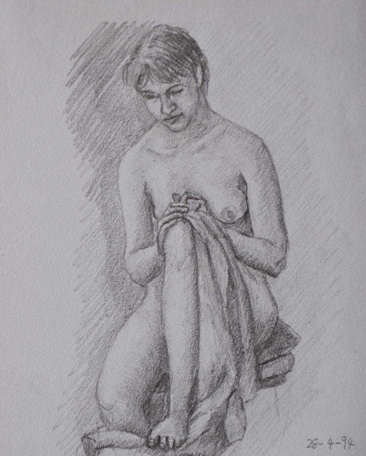 Nude study #147 Drawing by Masami Iida