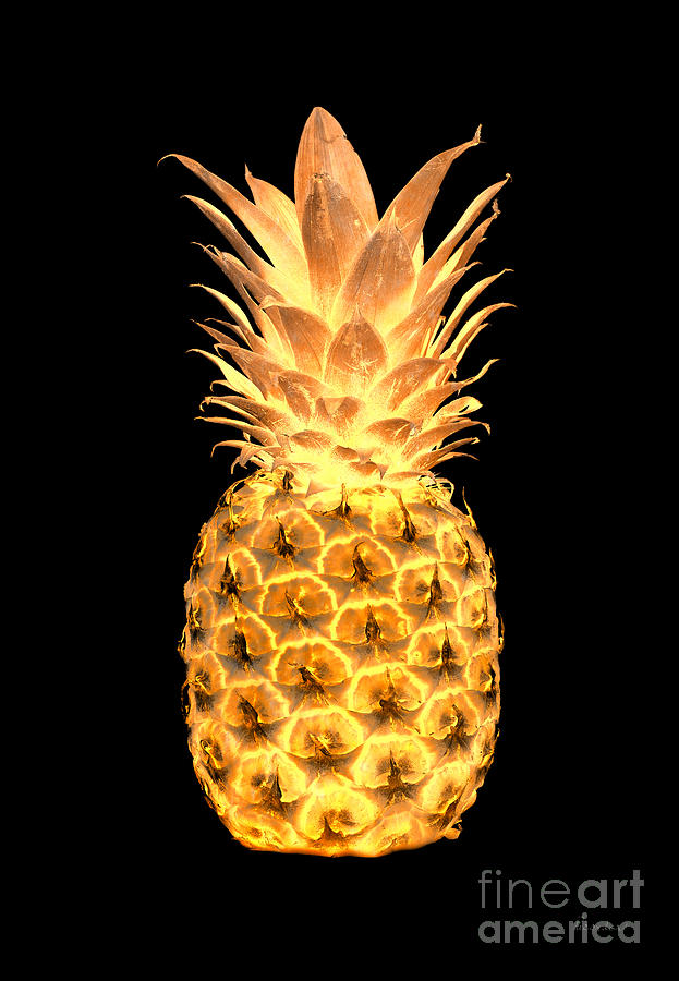 14g Artistic Glowing Pineapple Digital Art Gold Digital Art by Ricardos Creations
