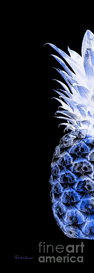 14JL Artistic Glowing Pineapple Digital Art Blue Photograph by Ricardos Creations
