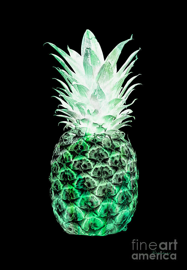 14K Artistic Glowing Pineapple Digital Art Green Photograph by Ricardos Creations