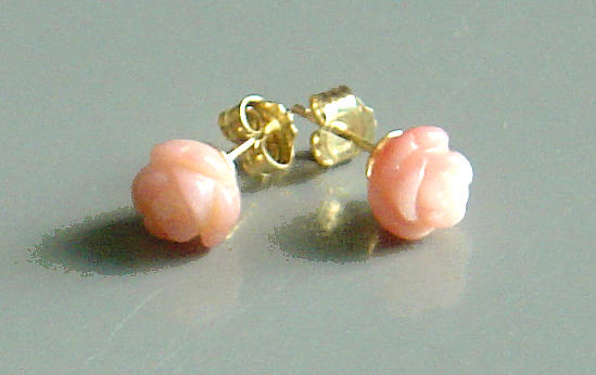 Robin Jewelry - 14K Gold Coral Rose Earrings by Robin Copper
