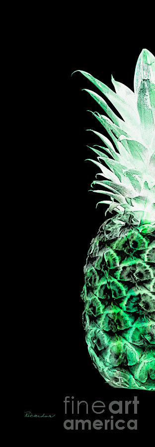 14KL Artistic Glowing Pineapple Digital Art Green Photograph by Ricardos Creations
