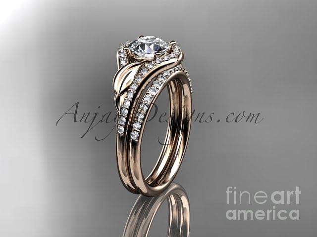 Diamond Engagement Ring Jewelry - 14kt rose gold diamond engagement ring set ADLR334 by AnjaysDesigns com