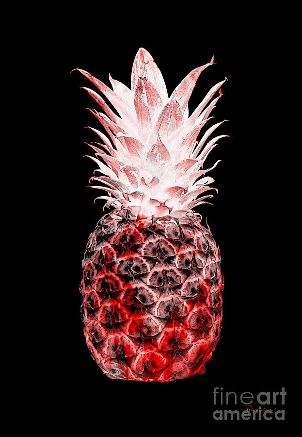 14L Artistic Glowing Pineapple Digital Art Red Photograph by Ricardos Creations