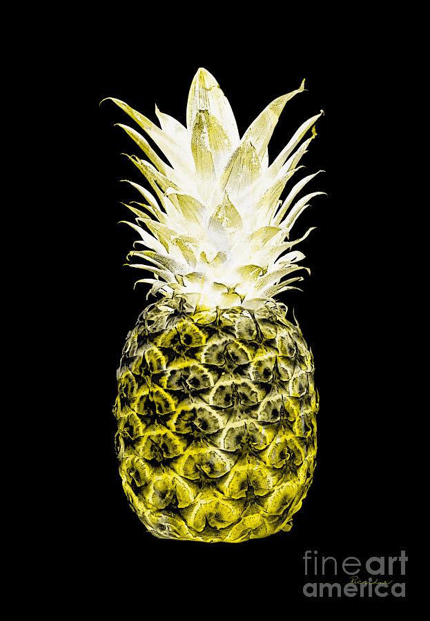 14N Artistic Glowing Pineapple Digital Art Lemon Yellow Photograph by Ricardos Creations