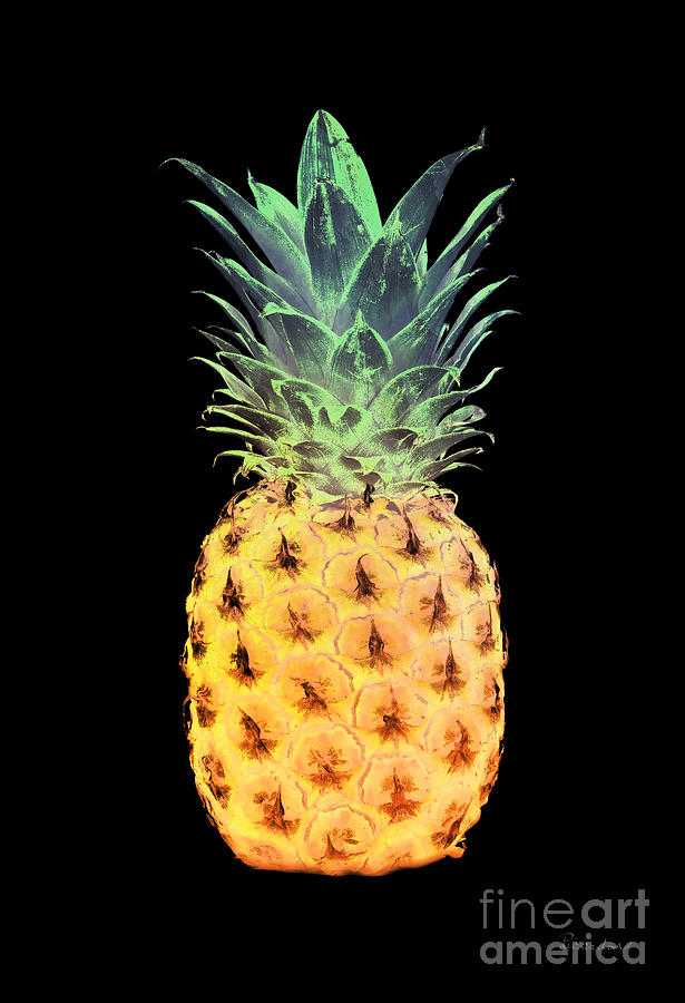 14r Artistic Glowing Pineapple Digital Art Yellow and Green Painting by Ricardos Creations
