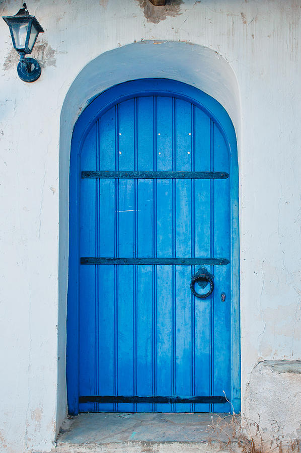 Greek Photograph - Blue door #15 by Tom Gowanlock