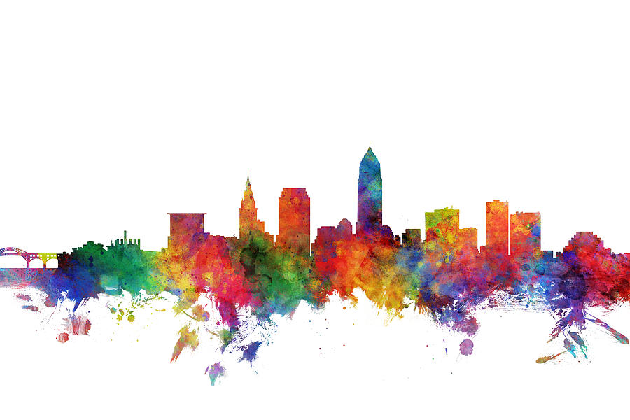 Cleveland Ohio Skyline #15 Digital Art by Michael Tompsett