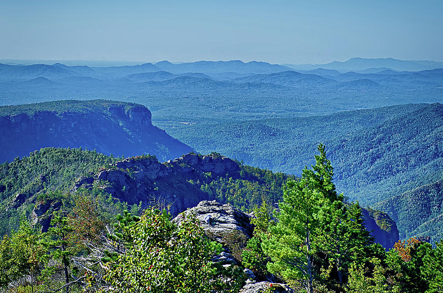 Hawksbill Mountain at Linville gorge with Table Rock Mountain la #15 Photograph by Alex Grichenko