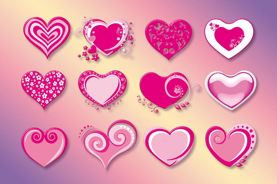 Pattern Digital Art - Heart #15 by Super Lovely