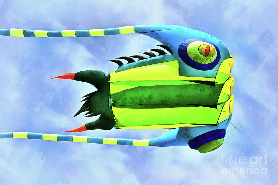 Kite flying during Kite festival #15 Painting by George Atsametakis