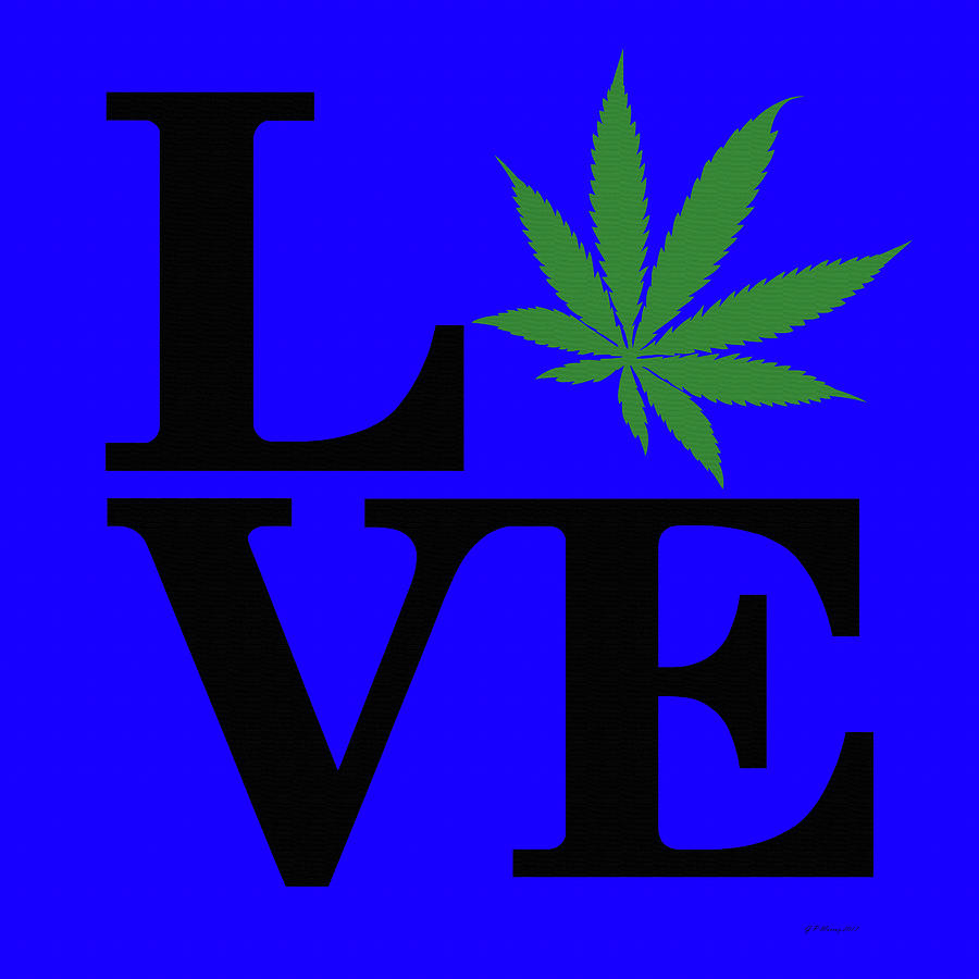 Marijuana Leaf Love Sign #15 Digital Art by Gregory Murray