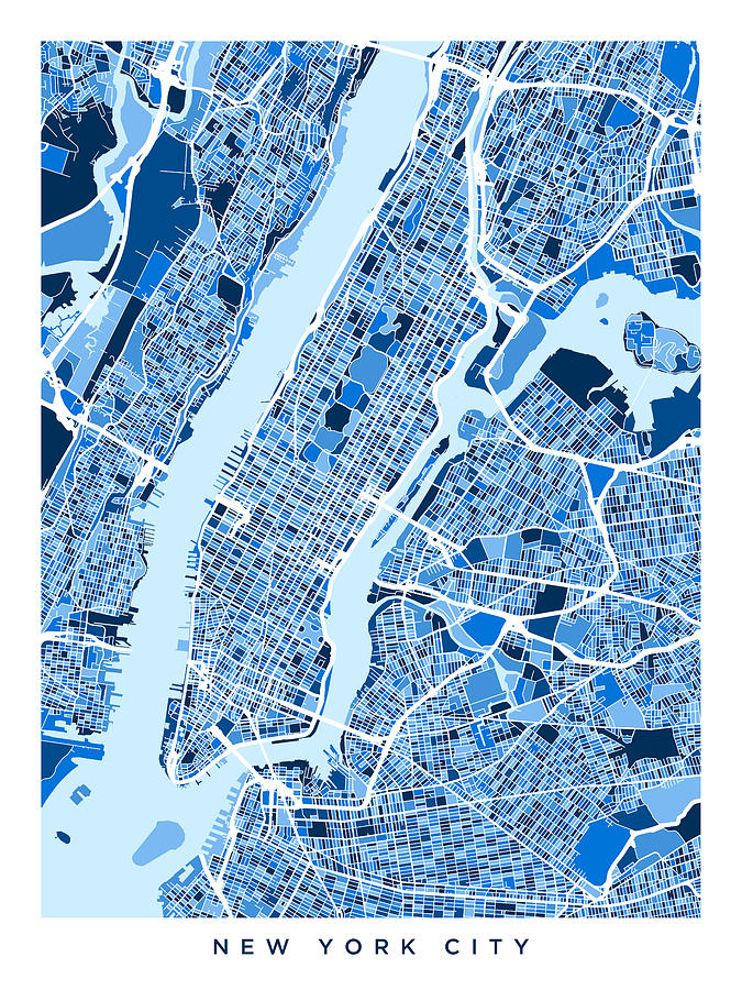 New York Map Digital Art - New York City Street Map #15 by Michael Tompsett